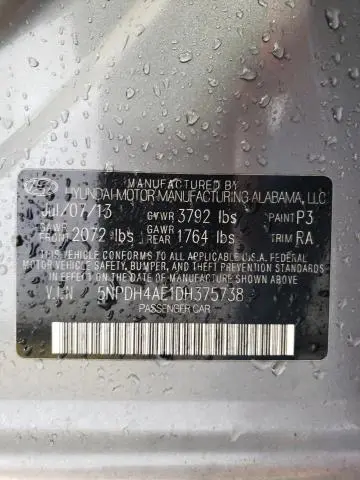 2013 HYUNDAI ELANTRA GLS  
