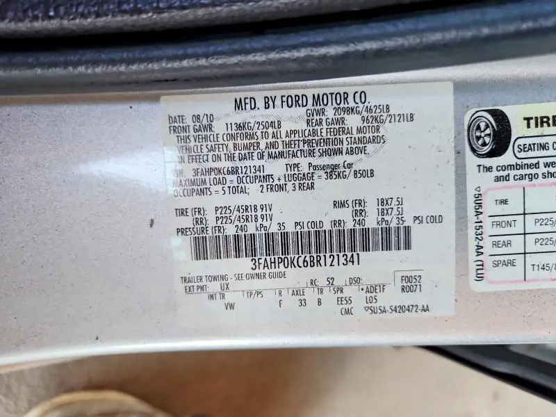 2011 FORD FUSION SPORT  