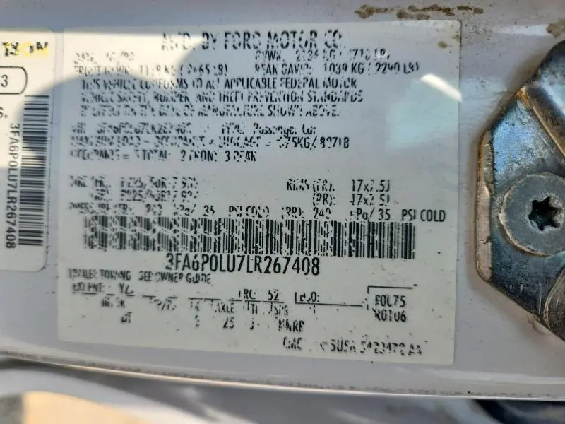 2020 FORD FUSION SE  