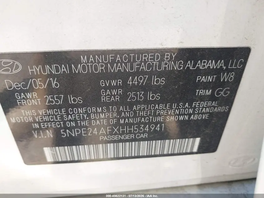 2017 HYUNDAI SONATA  
