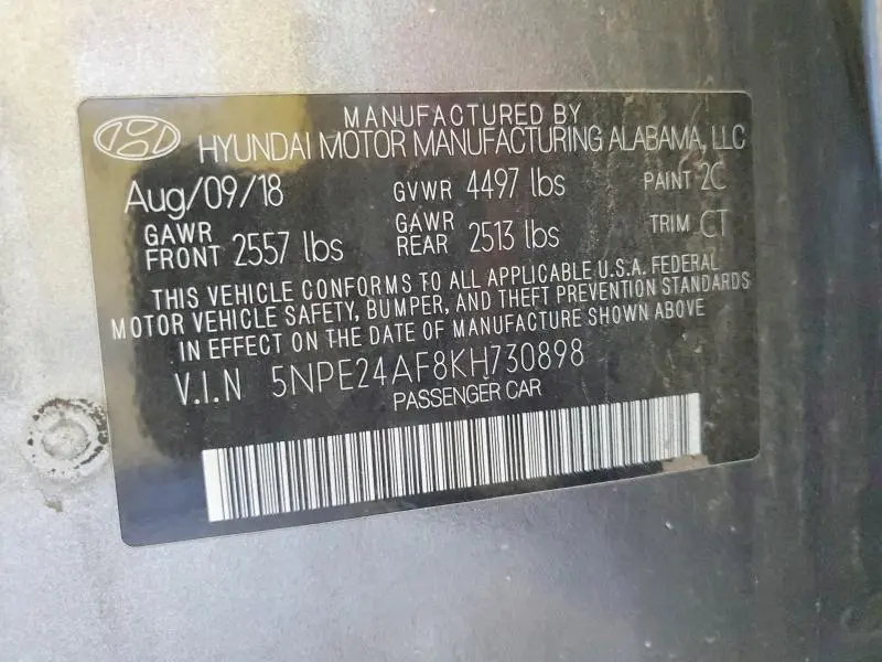 2019 HYUNDAI SONATA SE  