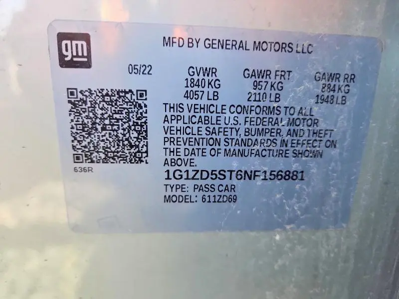 2022 CHEVROLET MALIBU LT  