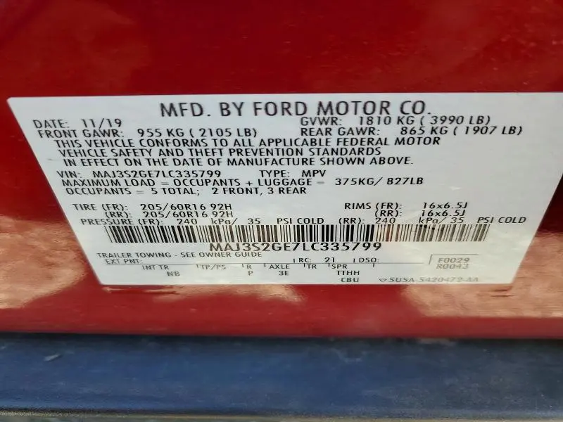 2020 FORD ECOSPORT SE  