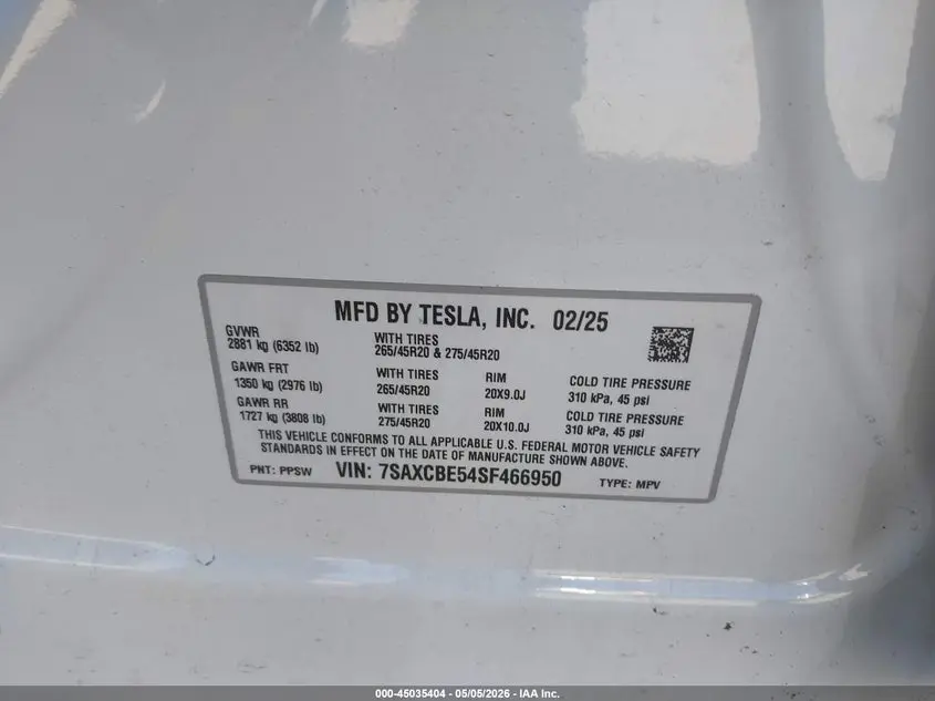 2025 TESLA MODEL X LONG RANGE