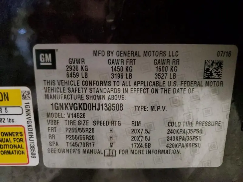 2017 CHEVROLET TRAVERSE LT  