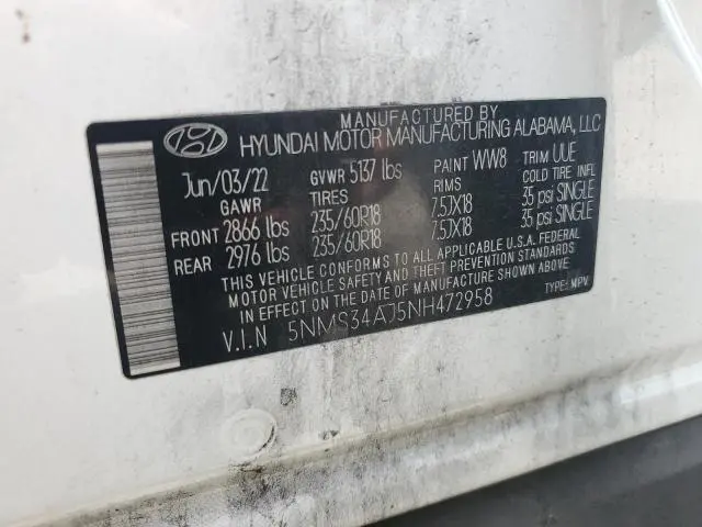 2022 HYUNDAI SANTA FE SEL  