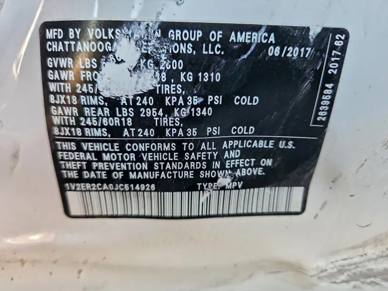 2018 VOLKSWAGEN ATLAS SEL  