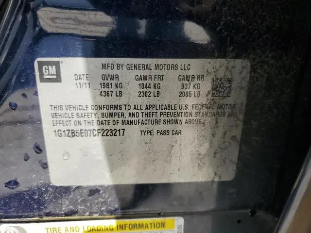 2012 CHEVROLET MALIBU LS  