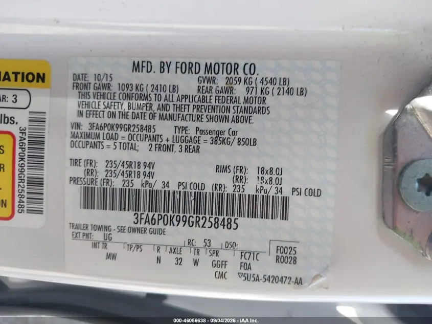 2016 FORD FUSION TITANIUM