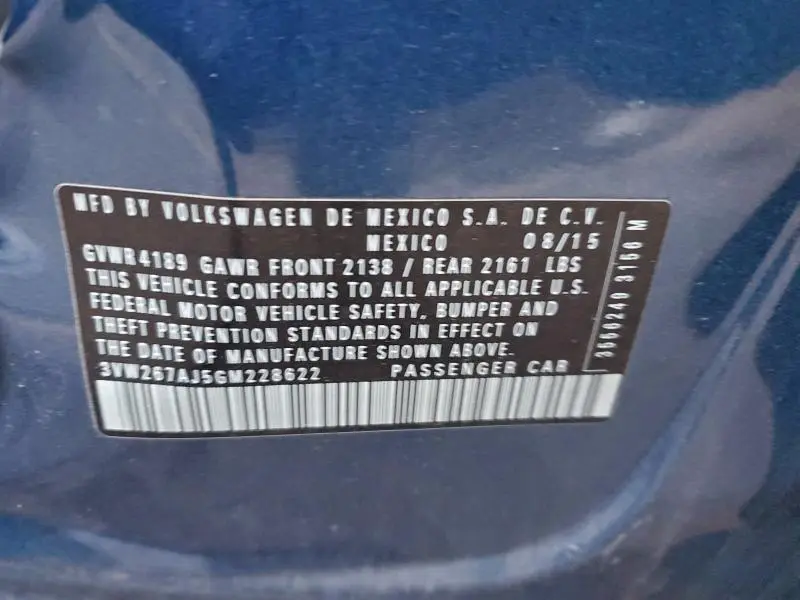 2016 VOLKSWAGEN JETTA S  