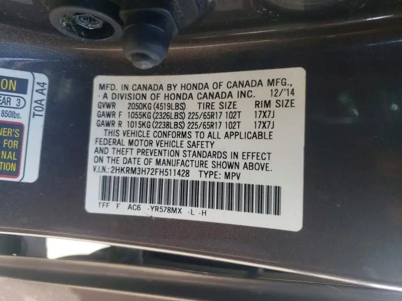 2015 HONDA CR-V EXL  