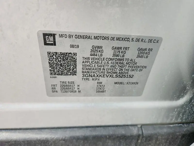 2020 CHEVROLET EQUINOX LT  