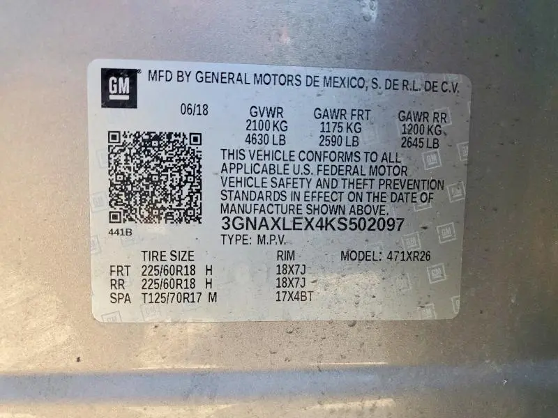 2019 CHEVROLET EQUINOX LT  
