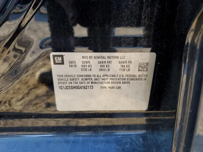 2016 CHEVROLET SONIC LT  