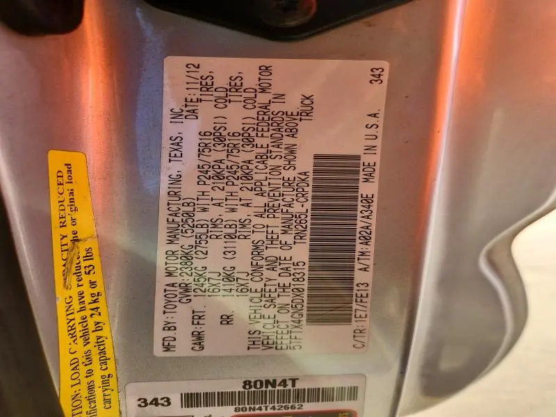 2013 TOYOTA TACOMA PRERUNNER  