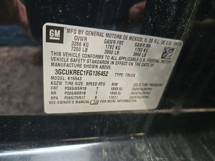 2015 CHEVROLET SILVERADO K1500 LT  