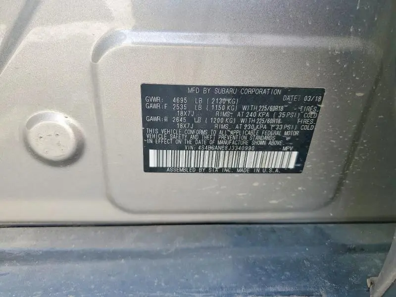 2018 SUBARU OUTBACK 2.5I LIMITED  