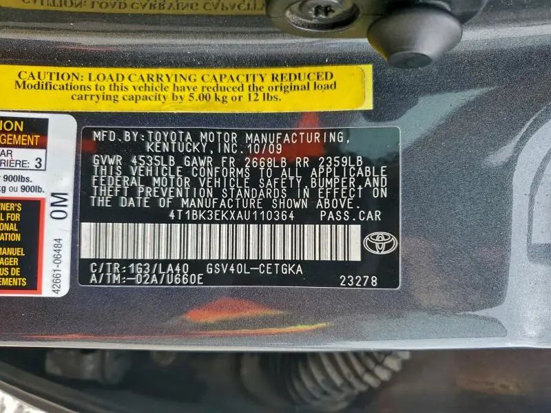 2010 TOYOTA CAMRY SE  