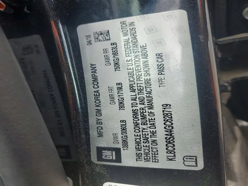 2016 CHEVROLET SPARK 1LT  