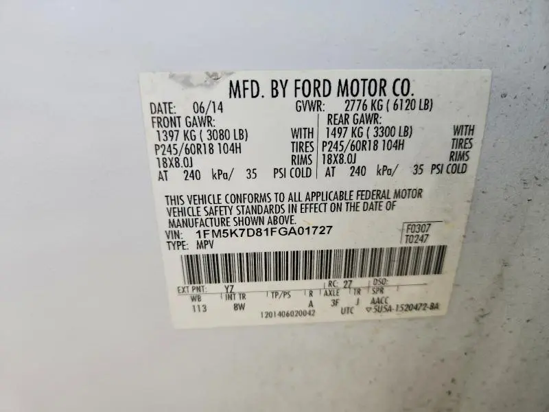 2015 FORD EXPLORER XLT  