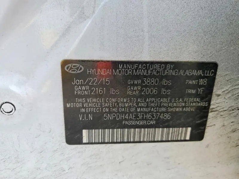 2015 HYUNDAI ELANTRA LIMITED  