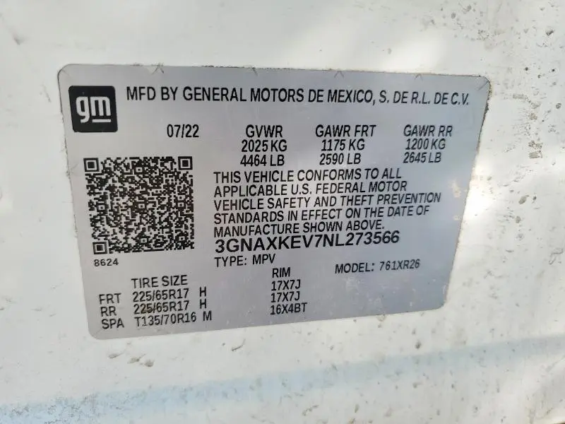 2022 CHEVROLET EQUINOX LT  