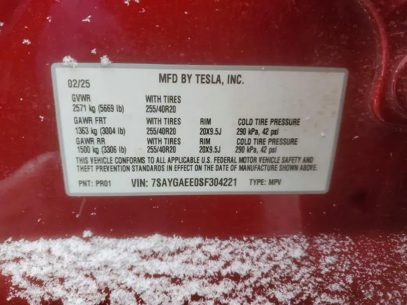 2017 TESLA MODEL Y   