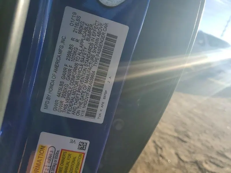 2019 HONDA ACCORD SPORT  