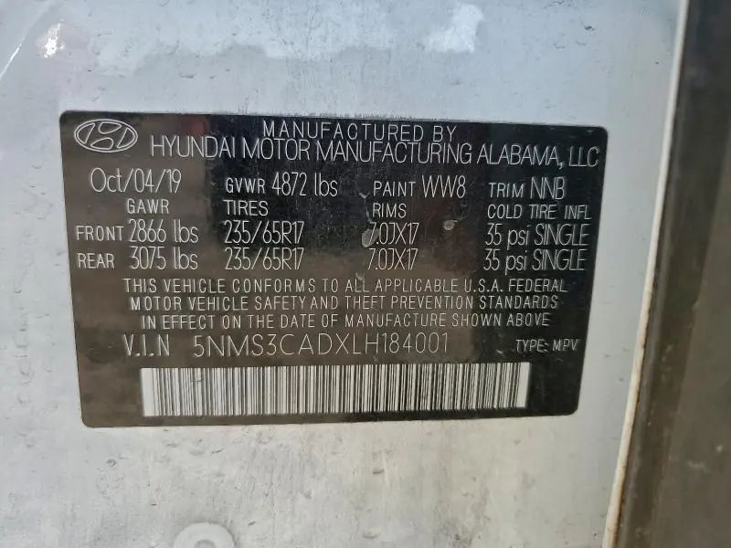 2020 HYUNDAI SANTA FE SEL  