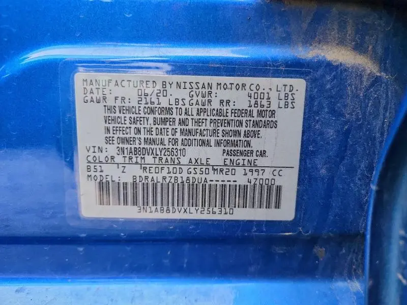 2020 NISSAN SENTRA SR  