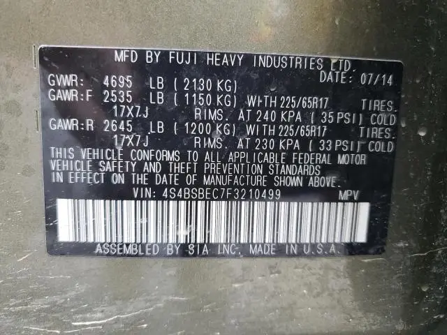 2015 SUBARU OUTBACK 2.5I PREMIUM  