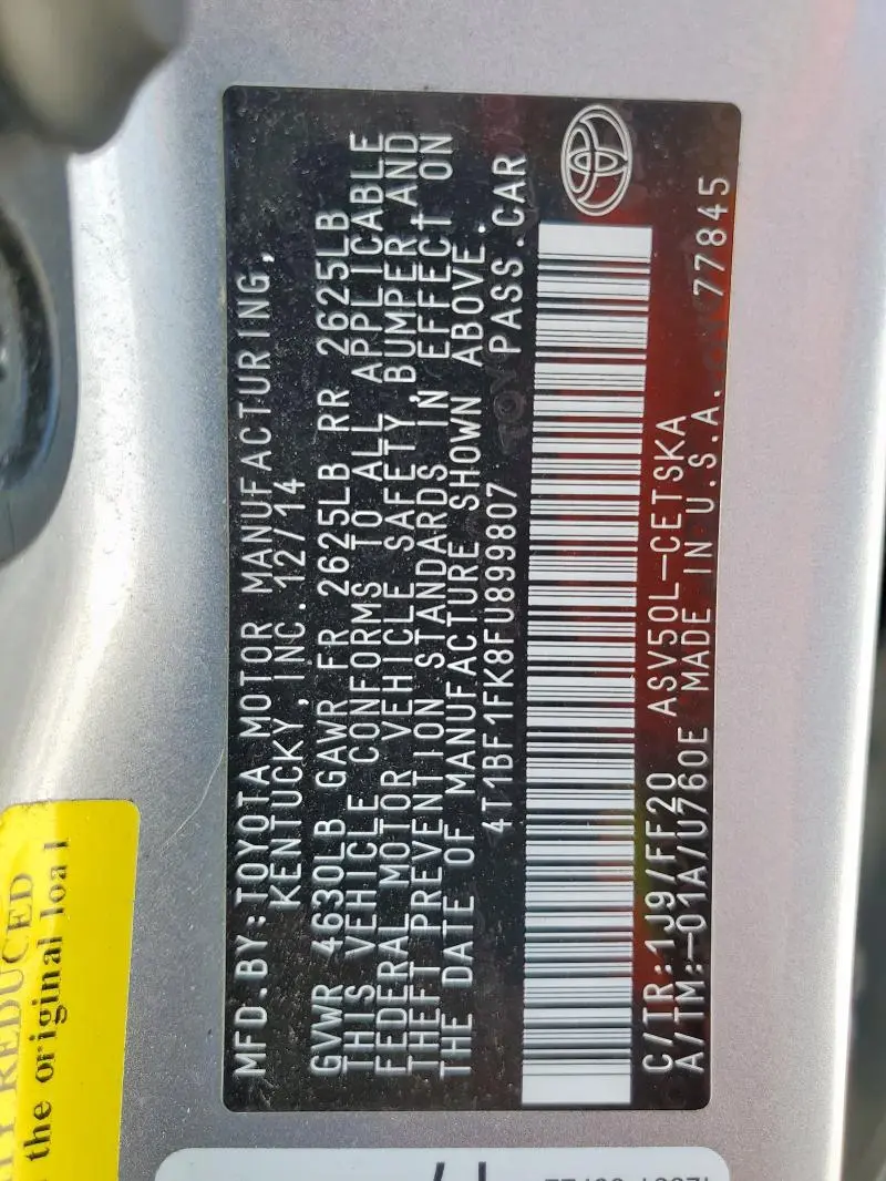 2015 TOYOTA CAMRY LE  