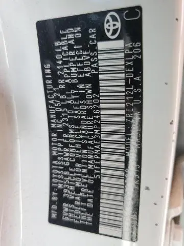 2021 TOYOTA COROLLA LE  