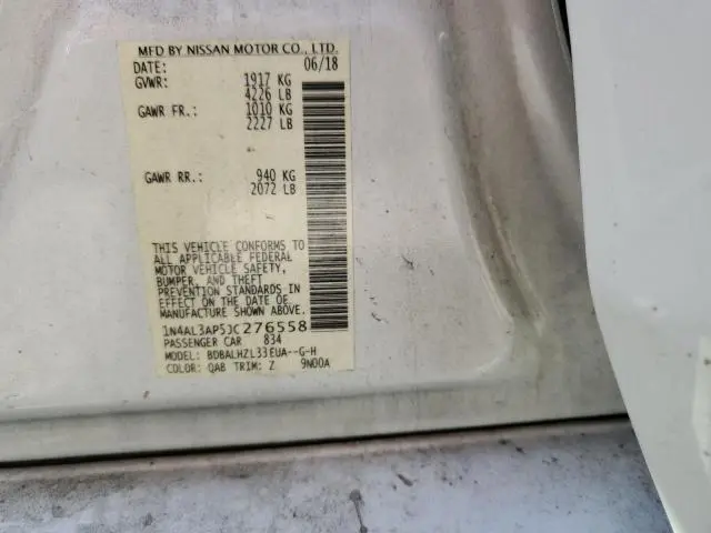 2018 NISSAN ALTIMA 2.5  