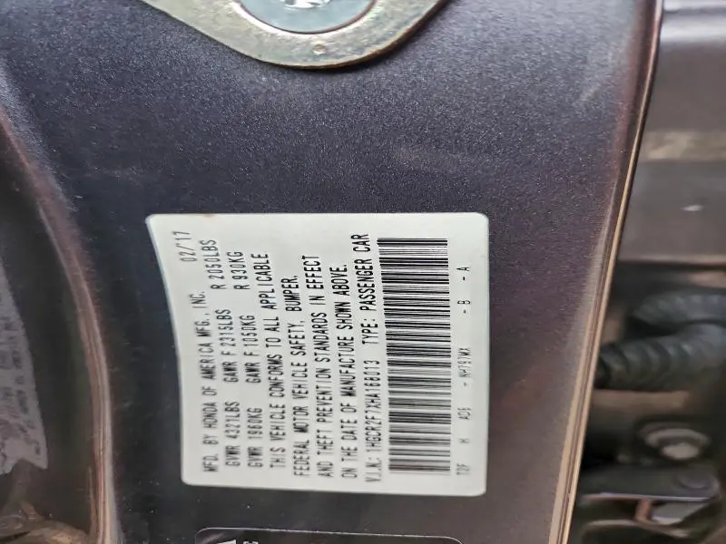 2017 HONDA ACCORD EX  