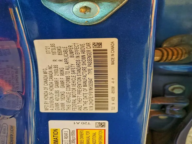 2022 HONDA CIVIC TOURING  