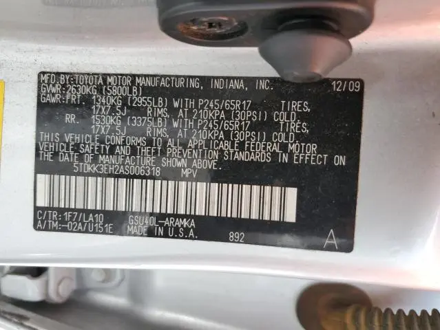 2010 TOYOTA HIGHLANDER SE  