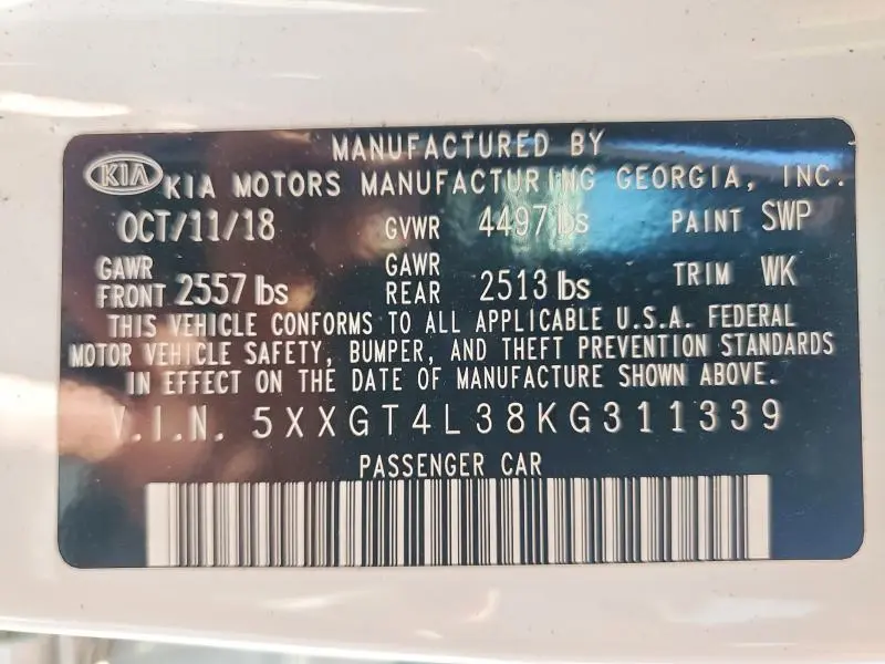 2019 KIA OPTIMA LX  