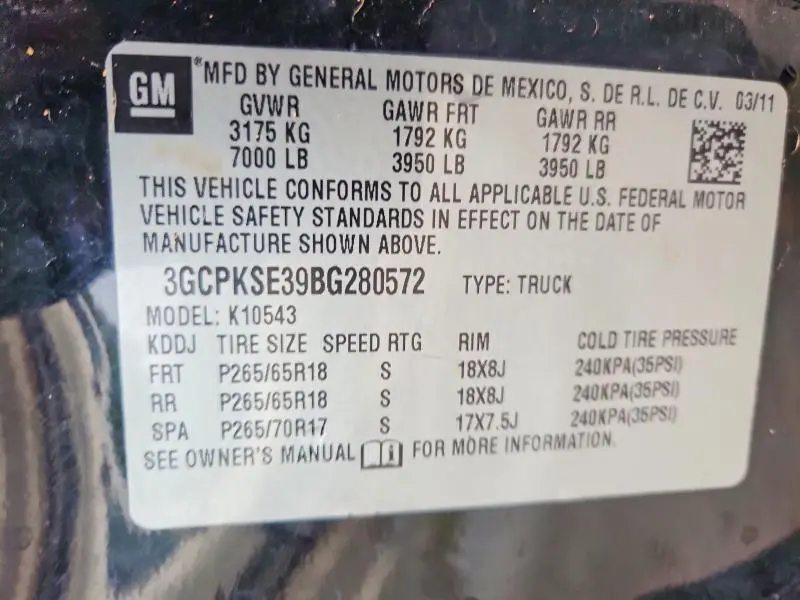 2011 CHEVROLET SILVERADO K1500 LT  