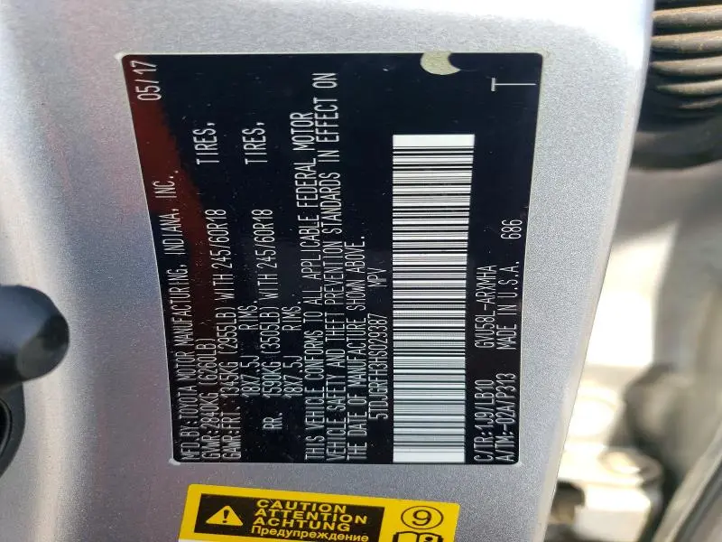 2017 TOYOTA HIGHLANDER HYBRID  