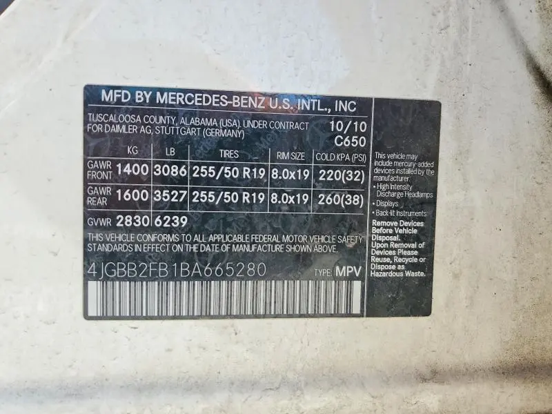 2011 MERCEDES-BENZ ML 350 BLUETEC  