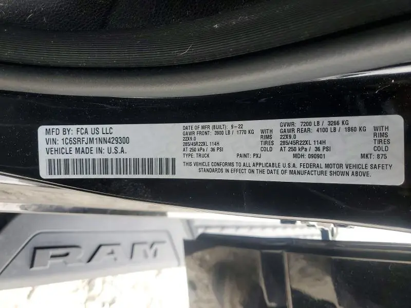 2022 RAM 1500 LARAMIE  