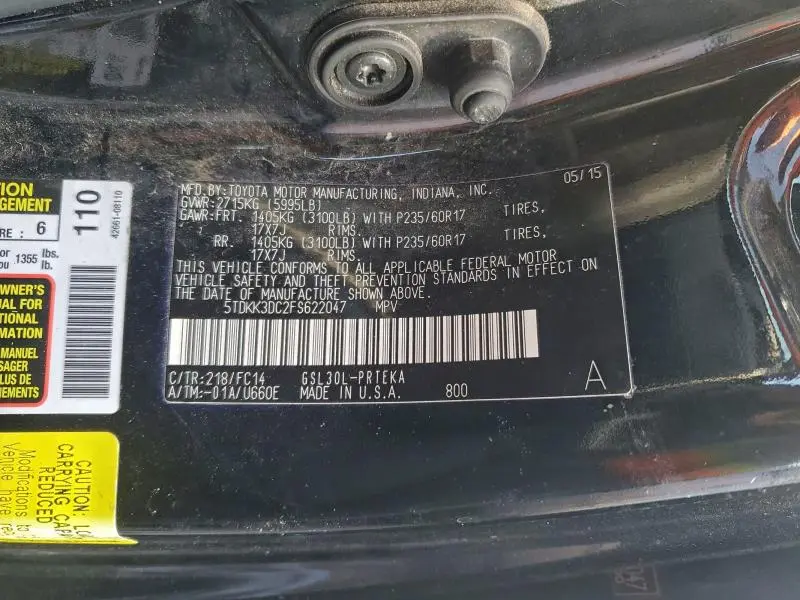 2015 TOYOTA SIENNA LE  