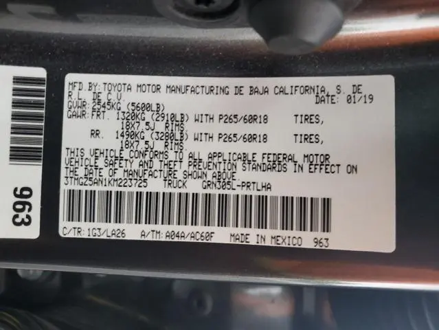 2019 TOYOTA TACOMA DOUBLE CAB  