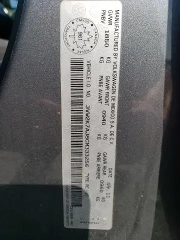2012 VOLKSWAGEN JETTA BASE  