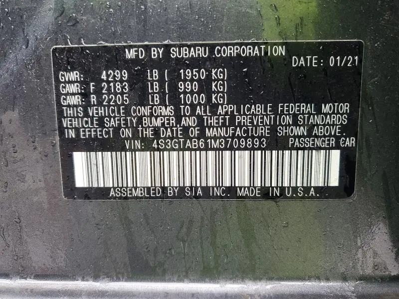 2021 SUBARU IMPREZA   