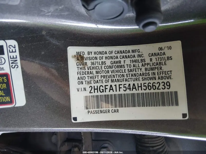2010 HONDA CIVIC LX