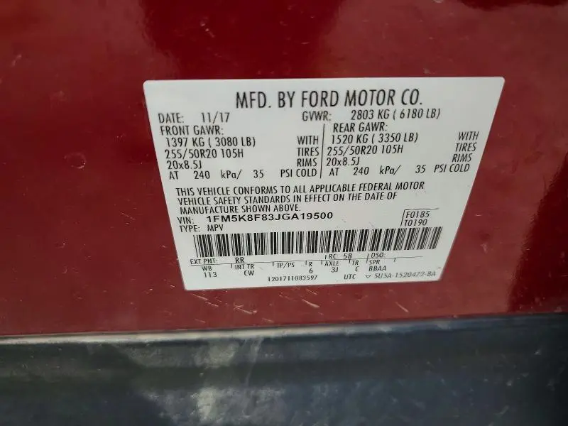 2018 FORD EXPLORER LIMITED  