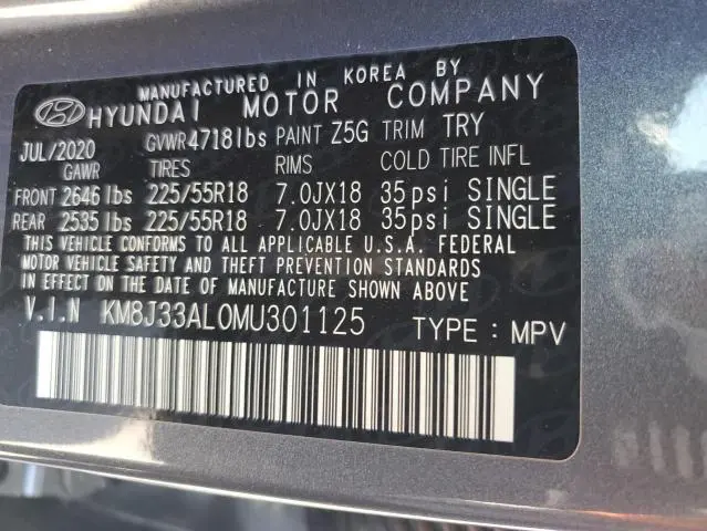 2021 HYUNDAI TUCSON LIMITED  