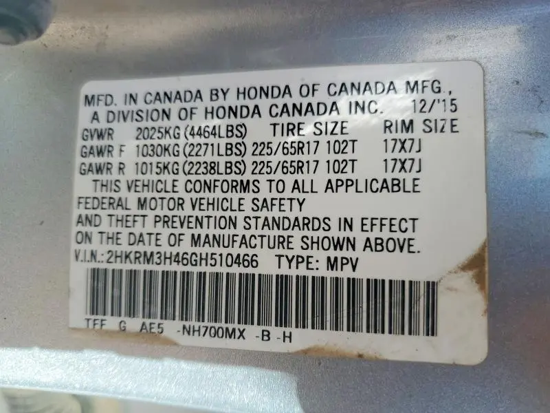 2016 HONDA CR-V SE  